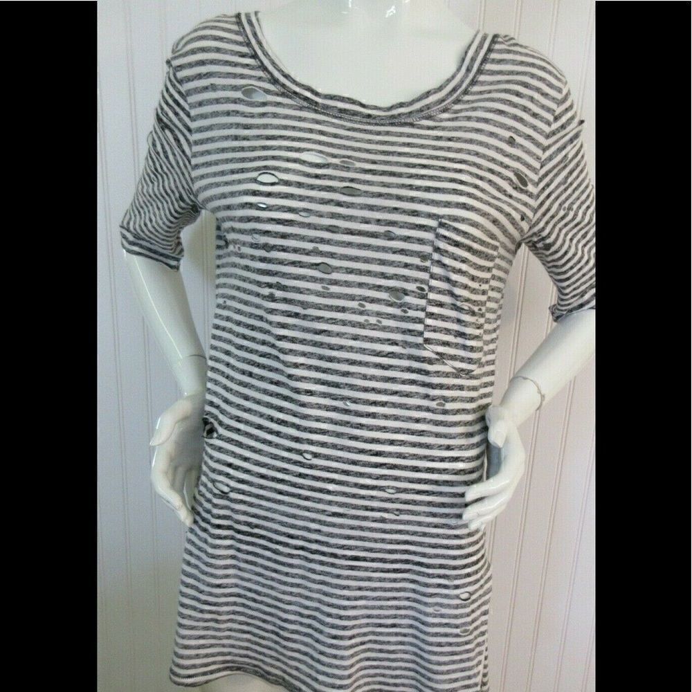 Free People distressed tee reverse print sz Med